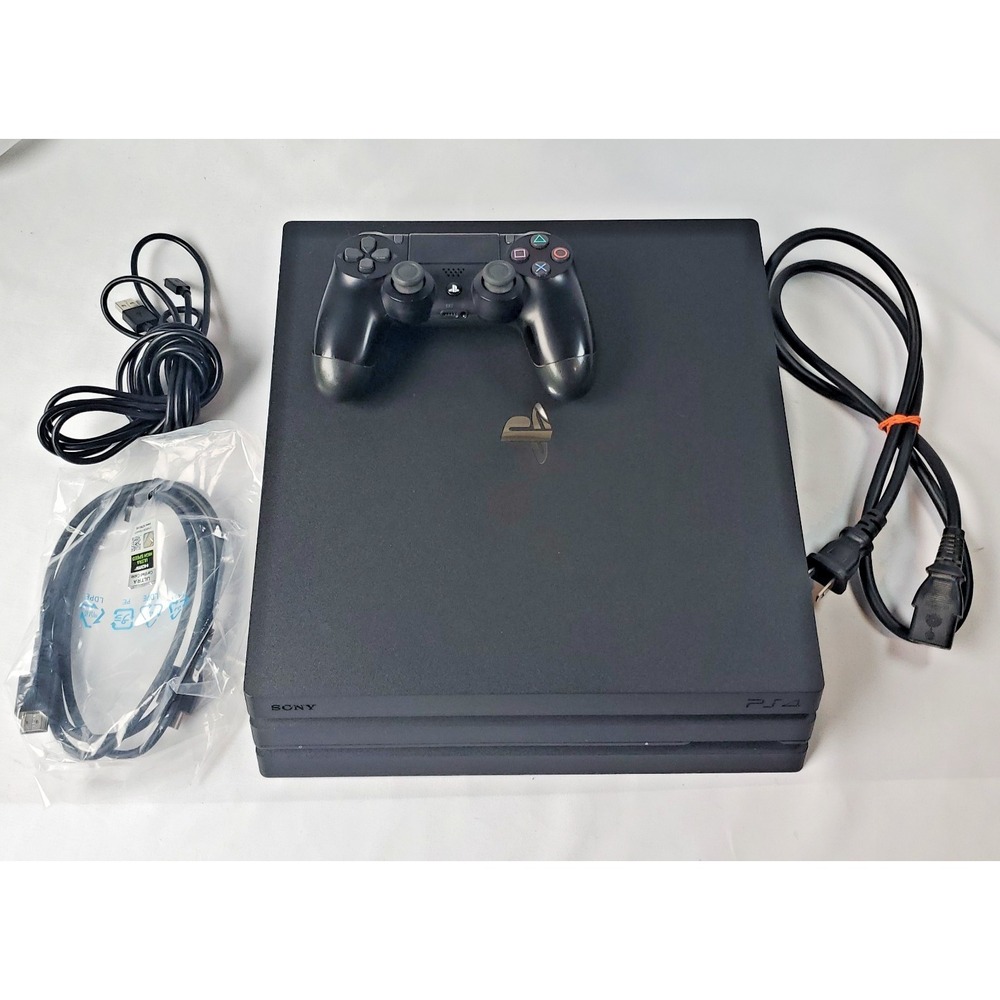 Sony PlayStation 4 Pro Console Black Tested With Controller and Cables